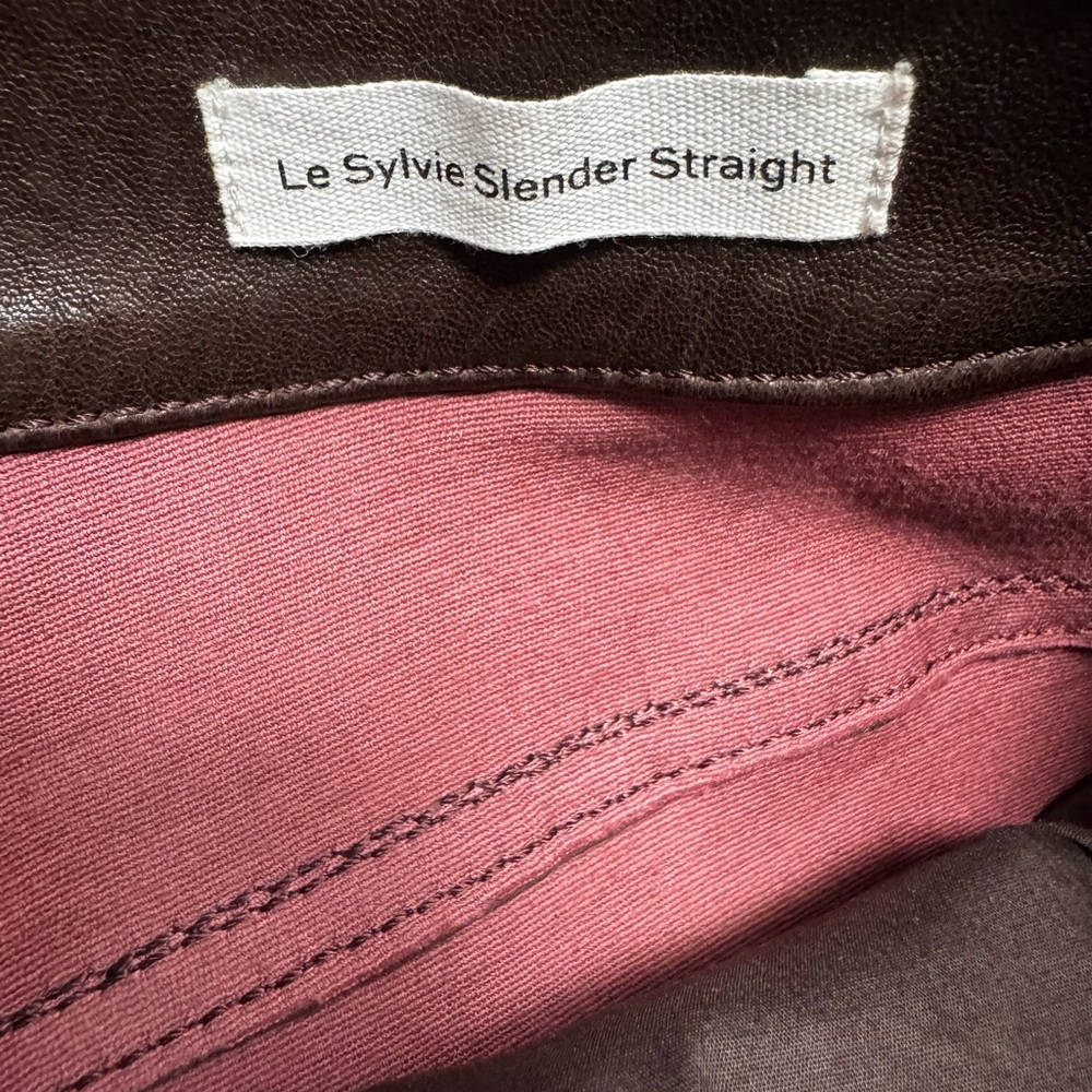 FRAME LE SYLVIE SLENDER STRAIGHT LEATHER PANTS. SIZE 30. π€ - Picture 3 of 5